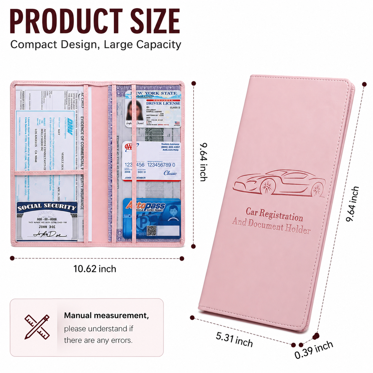 π Car Registration & Insurance Document Holder | Premium PU Leather Organizer