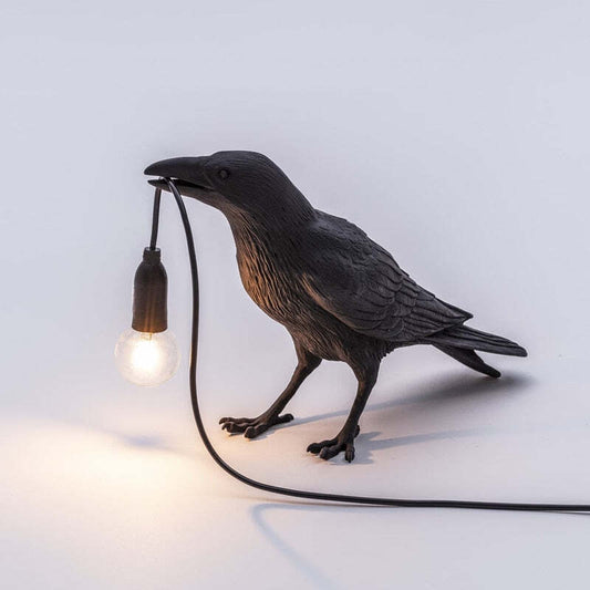 Gothic Raven Sculpture Table Lamp, Unique Bird Shape Decorative Mood Light
