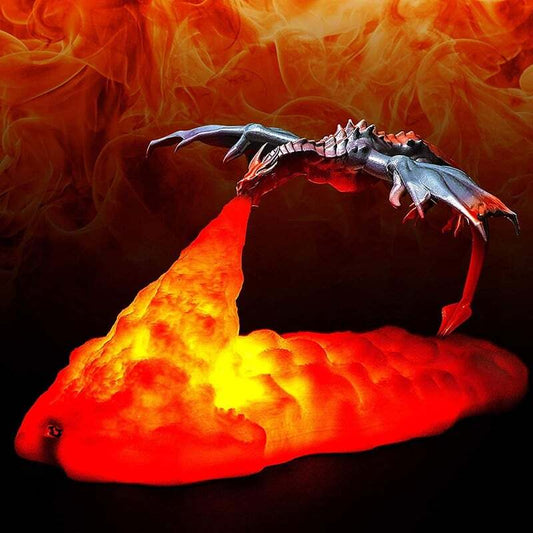 Magical 3D Printed Dragon Lamp, Fantasy Sculpture LED Mood Light