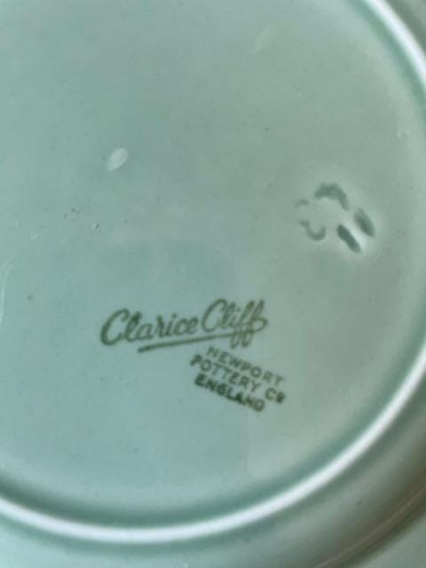 Vintage Clarice Cliff Newport Pottery 8" Plate | Chintz Floral & Urn Motif, Celadon Green Art Deco Tableware